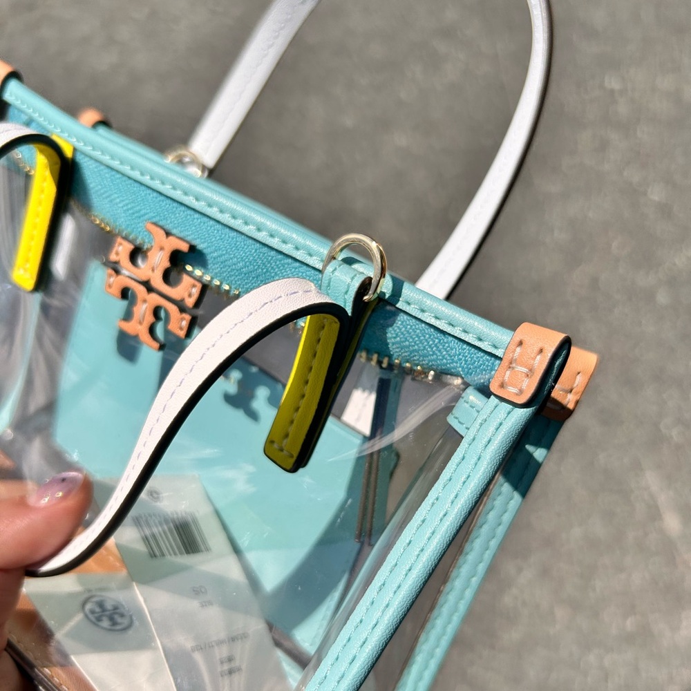 Tory Burch Transparent Mini Bag with Aqua and Yellow Details - Picture 11 of 15